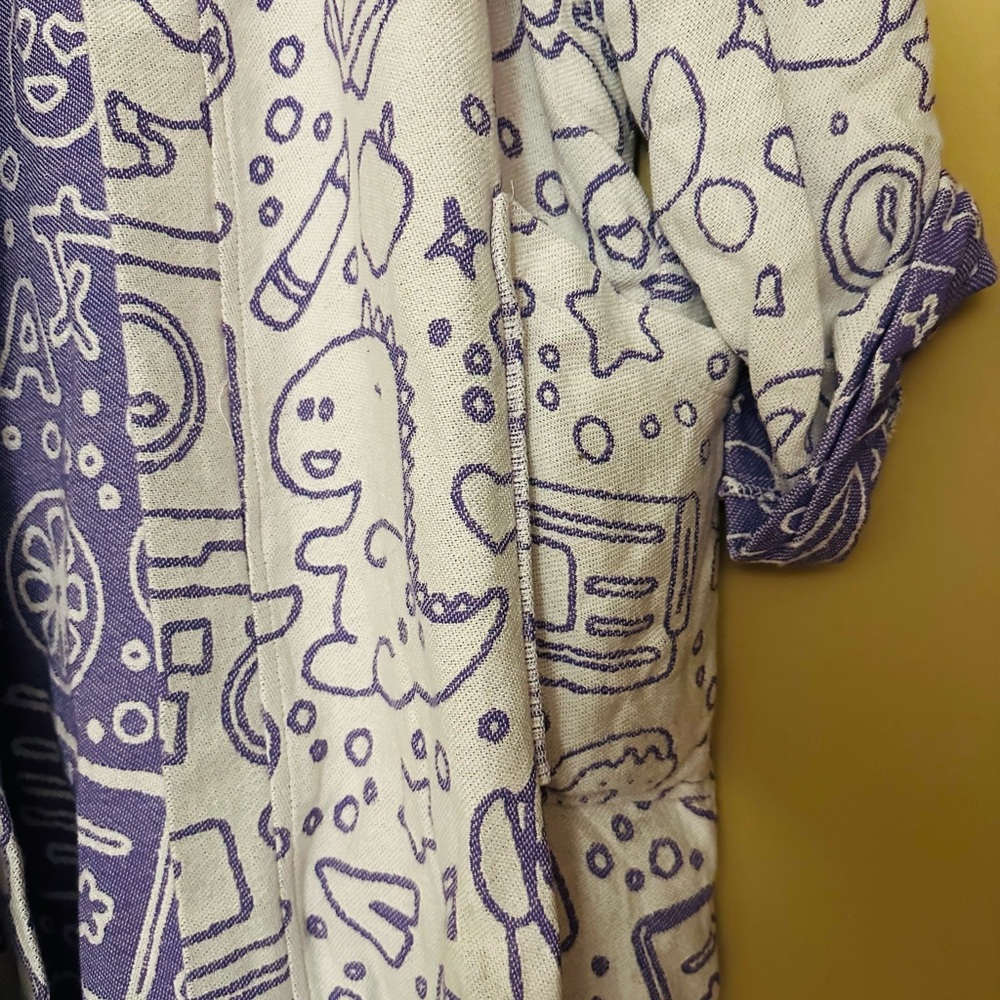 Bathrobe / Fun patterned double sided Organic Cotton Robe, L/XL - Picture 2 of 3